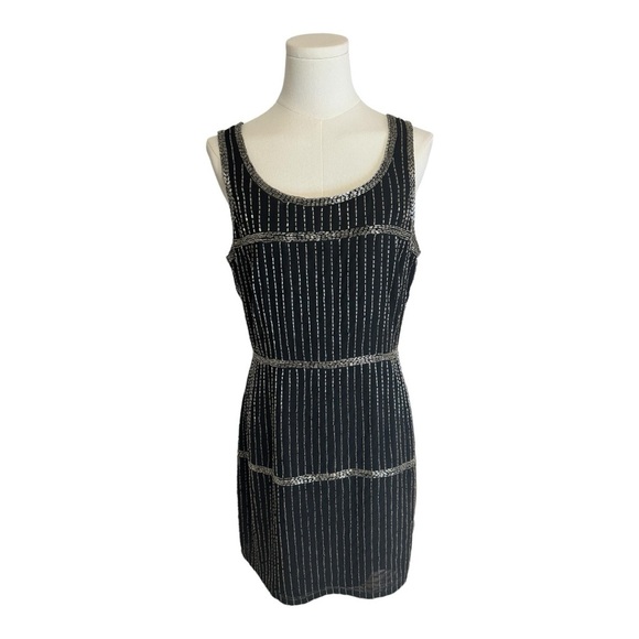 Susana Monaco Black Beaded Mini Tank Dress Size 8 Cocktail Party Wedding Event - Picture 2 of 6